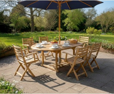 Brompton Extending Garden Table and 6 Folding Chairs Set
