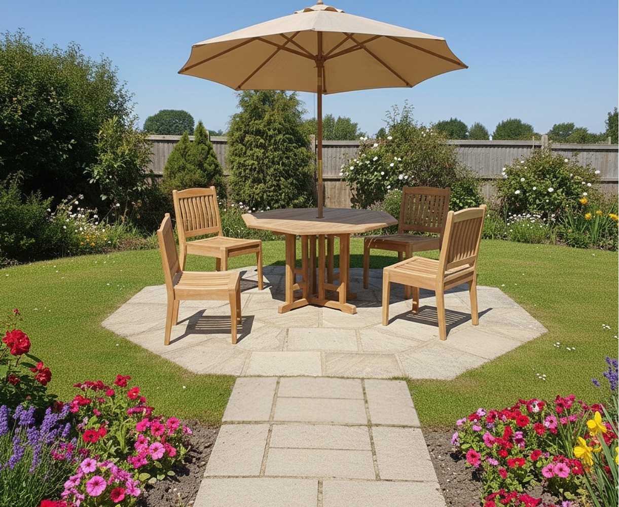 Berrington Octagonal 4 Seater Table and Dining Chair Set