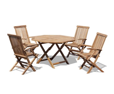 Outdoor Foldable Table and Arm Chairs - Patio Garden Dining Set
