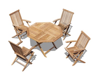 Outdoor Foldable Table and Arm Chairs - Patio Garden Dining Set