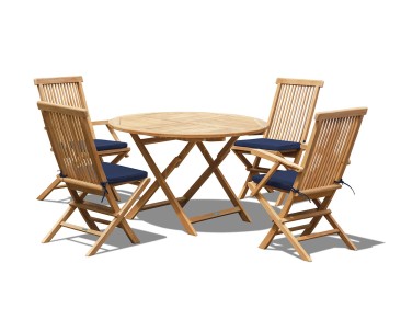 Suffolk Folding Round Garden Table and Chairs Set