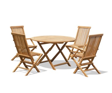 Suffolk Folding Round Garden Table and Chairs Set