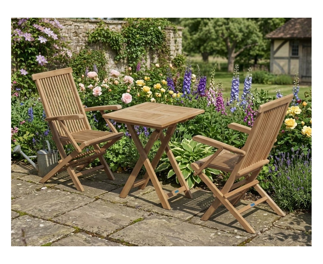 Suffolk Teak 60cm Table and Ashdown Armchairs Set