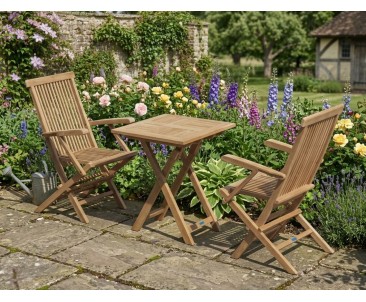 Suffolk Teak 60cm Table and Ashdown Armchairs Set