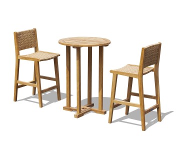 Tiga Woven & Teak Bar Set