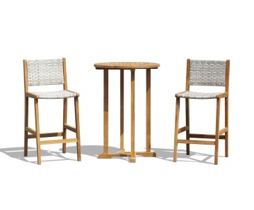 Tiga Woven & Teak Bar Set