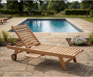 Wooden Sun Lounger, Reclining, Teak