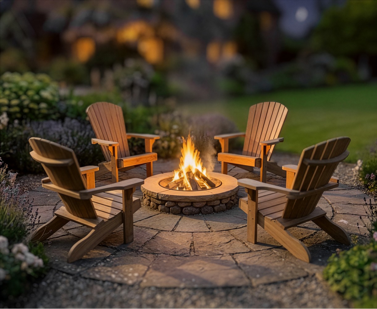 Bear Teak Adirondack Chair With Free Leg Rest