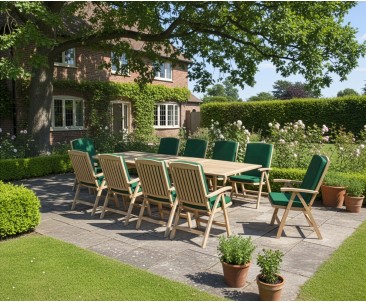 Dorchester Teak 3m Extendable Garden Table and 10 Reclining Chairs Set