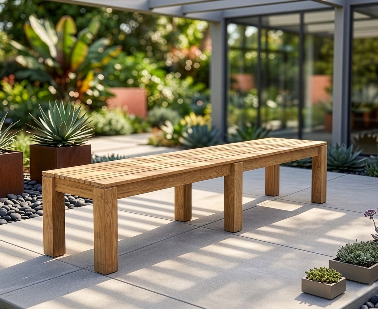 Chichester Teak Backless Bench 2m | School Gym Bench