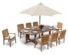 Hilgrove 2.6m Large Oval garden Table and 8 Stackable Chairs Set