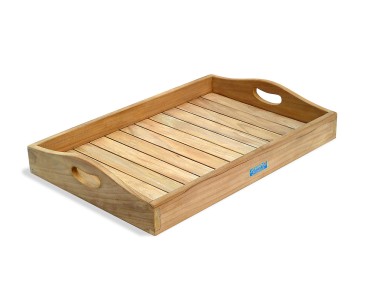 Teak Serving Tray - Straight Slats