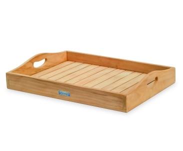 Teak Serving Tray - Straight Slats