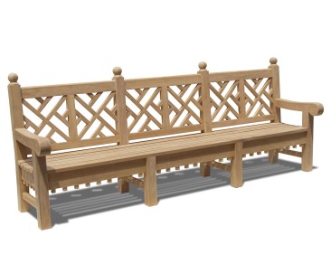 Chiswick Teak Chinese Chippendale Bench 2.75m | Decorative Garden Bench