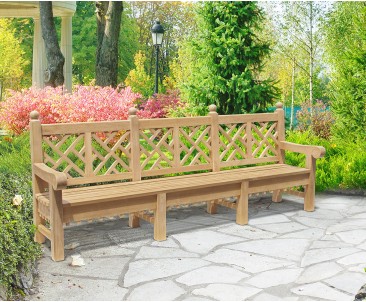 Chiswick Teak Chinese Chippendale Bench 2.75m | Decorative Garden Bench