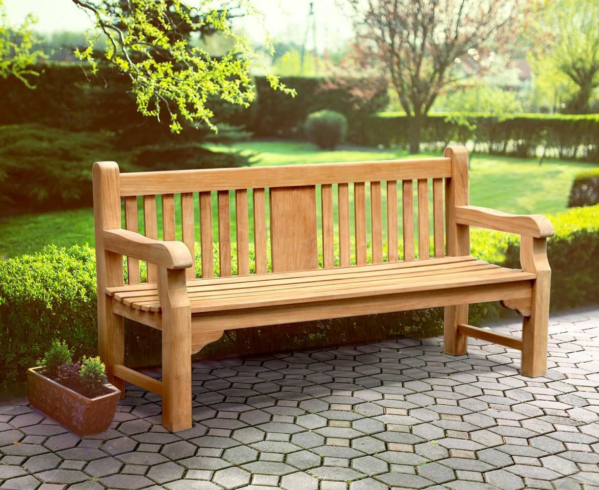 Balmoral Teak 6ft Park Bench - Memorial Garden Bench - 1.8m