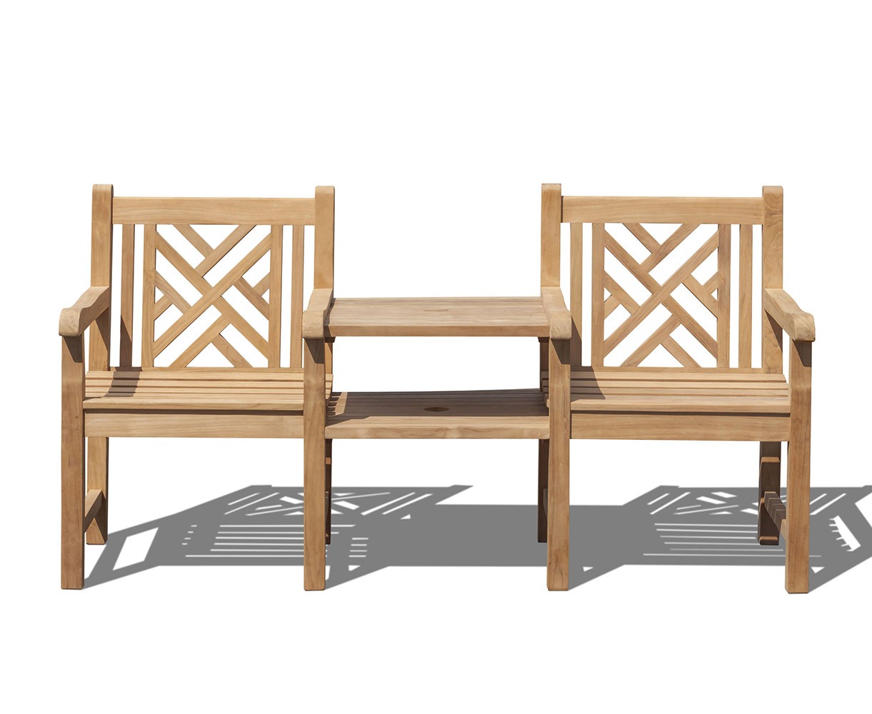 Princeton Vista Teak Garden Companion Seat - Jack and Jill Seat