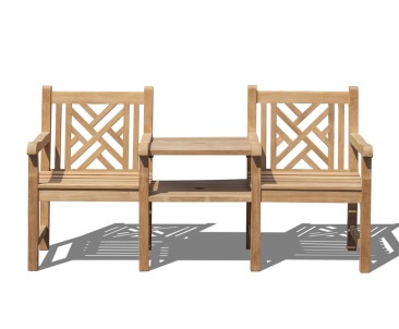 Princeton Vista Teak Garden Companion Seat - Jack and Jill Seat