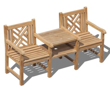 Princeton Vista Teak Garden Companion Seat - Jack and Jill Seat