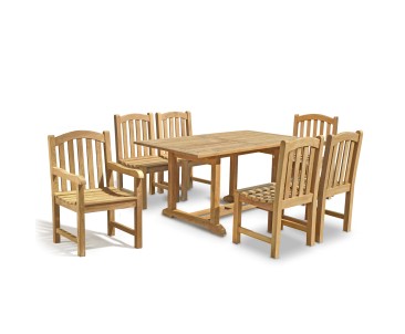 Teak 5ft Garden Dining Table and 6  Clivedon Chairs Set