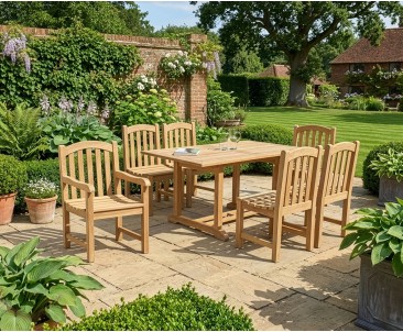 Teak 5ft Garden Dining Table and 6  Clivedon Chairs Set