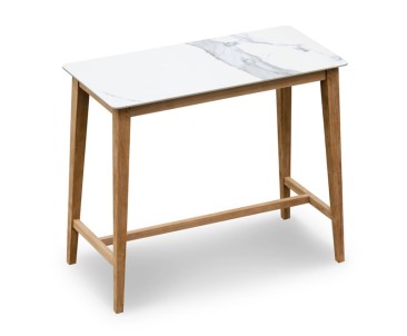 Quadra Sintered Stone and Teak High Table