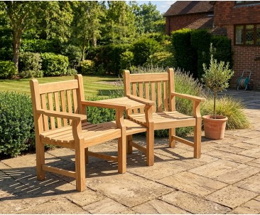 Taverners Garden Teak Companion Seat - Jack and Jill Seat