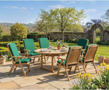 Bali 6 Seater Extending Garden Table and Reclining Chairs Set