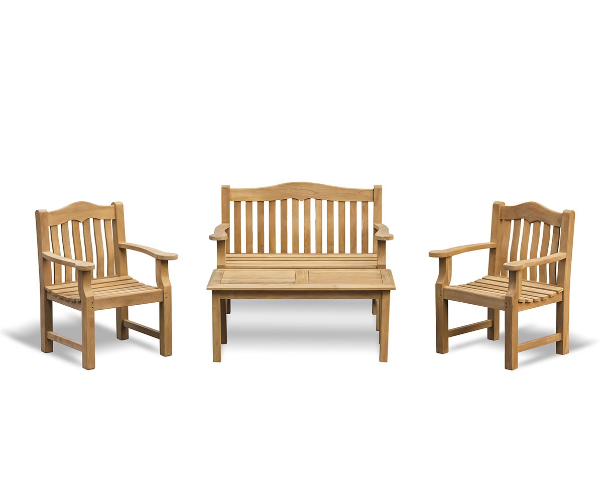 Hilgrove Coffee Table Set with Rose Garden Bench and Armchairs
