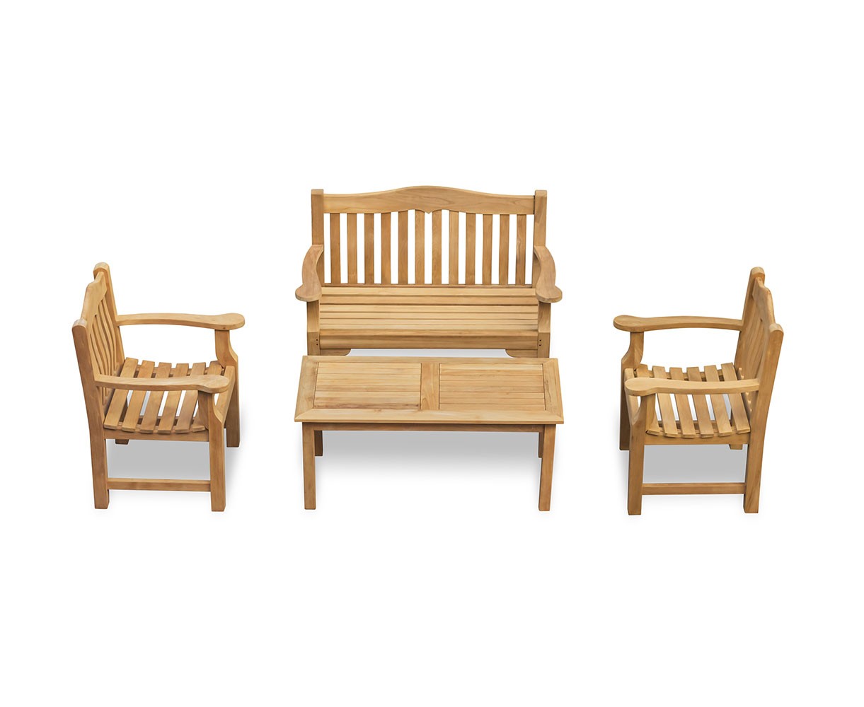 Hilgrove Coffee Table Set with Rose Garden Bench and Armchairs