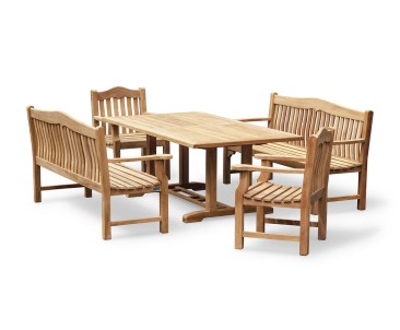 Cadogan 2m Dining Table With Rose Garden 1.8m Benches and Rose Garden Armchairs