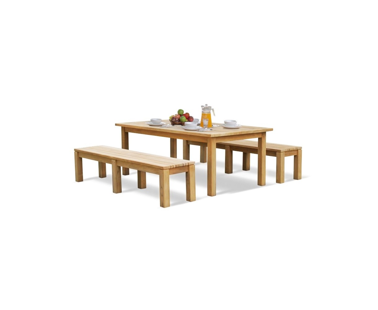 Chichester Teak Garden Table and Benches Set - 2m