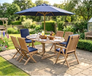 Extending Garden Table and Folding Chairs Set