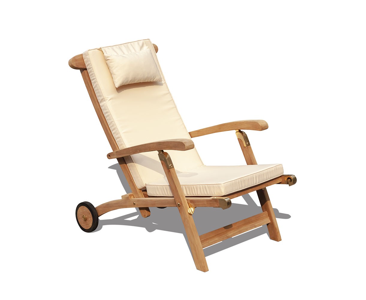 Teak Steamer Chair with wheels