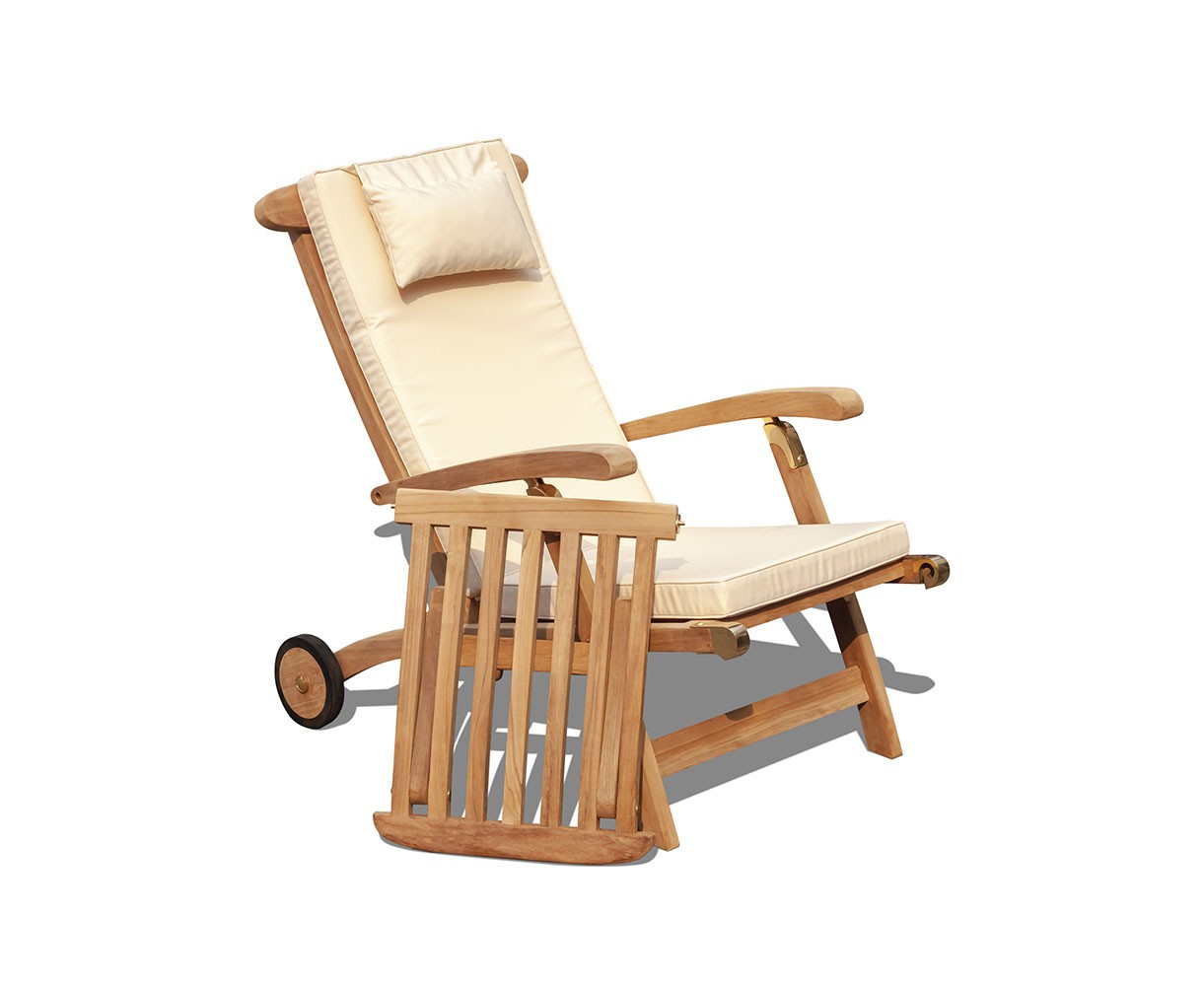 Teak Steamer Chair with wheels