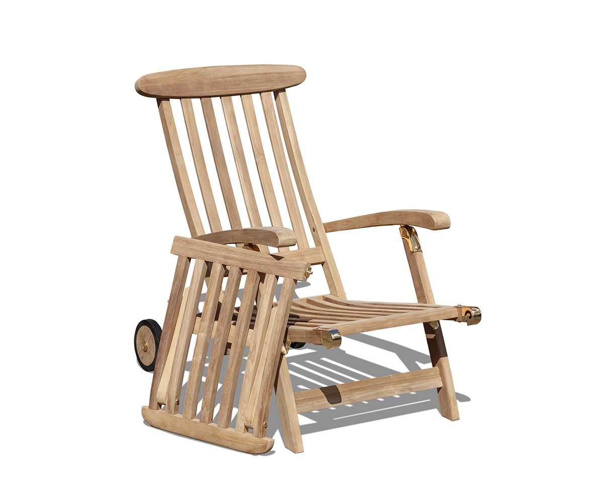 Teak Steamer Chair with wheels
