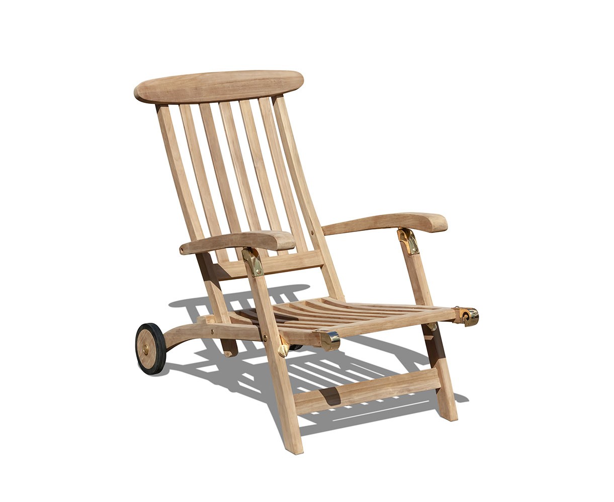 Teak Steamer Chair with wheels