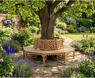 Princeton Crenelated Teak Tree Seat, Octagonal – 2.2m