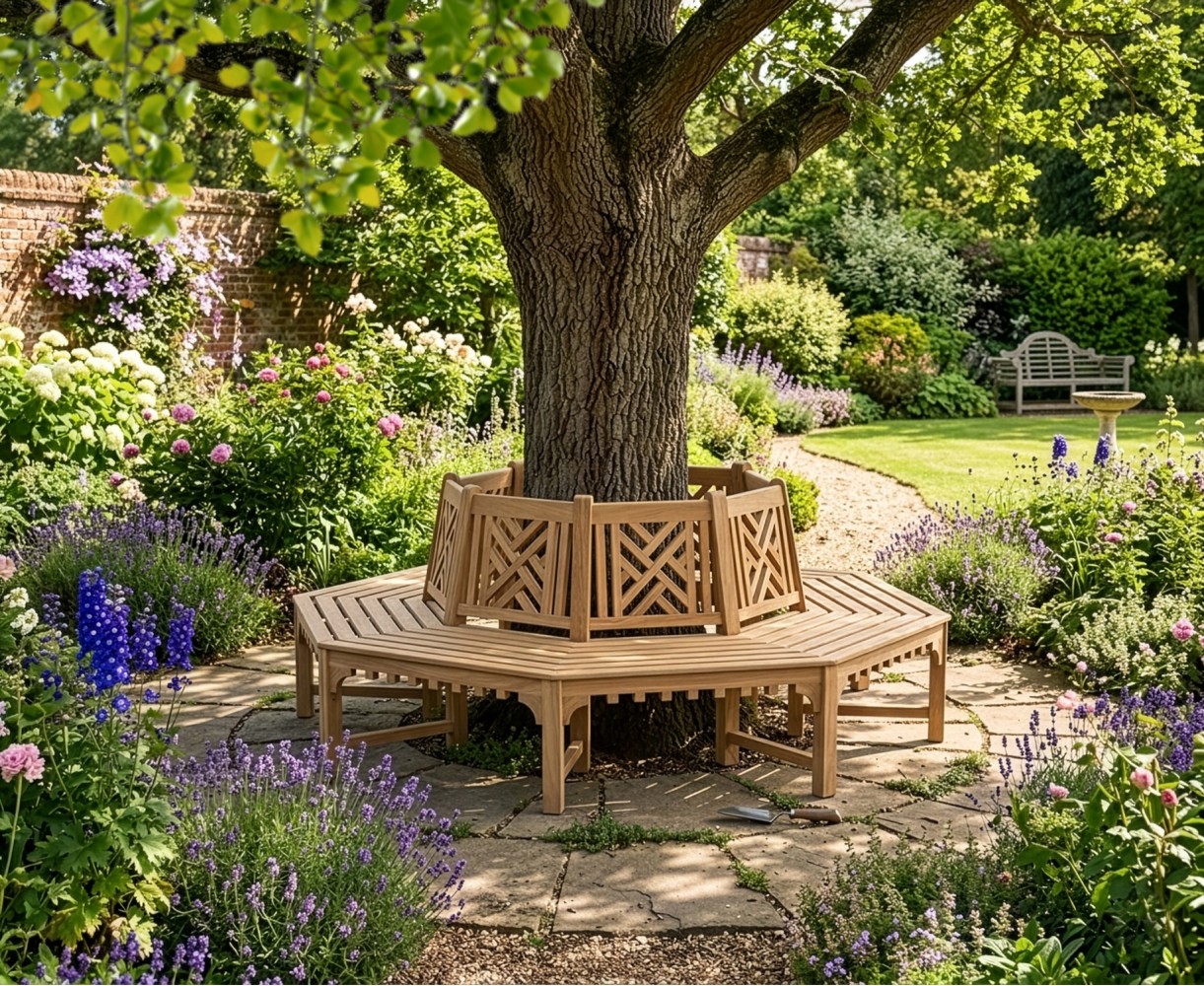 Princeton Crenelated Teak Tree Seat, Octagonal – 2.2m