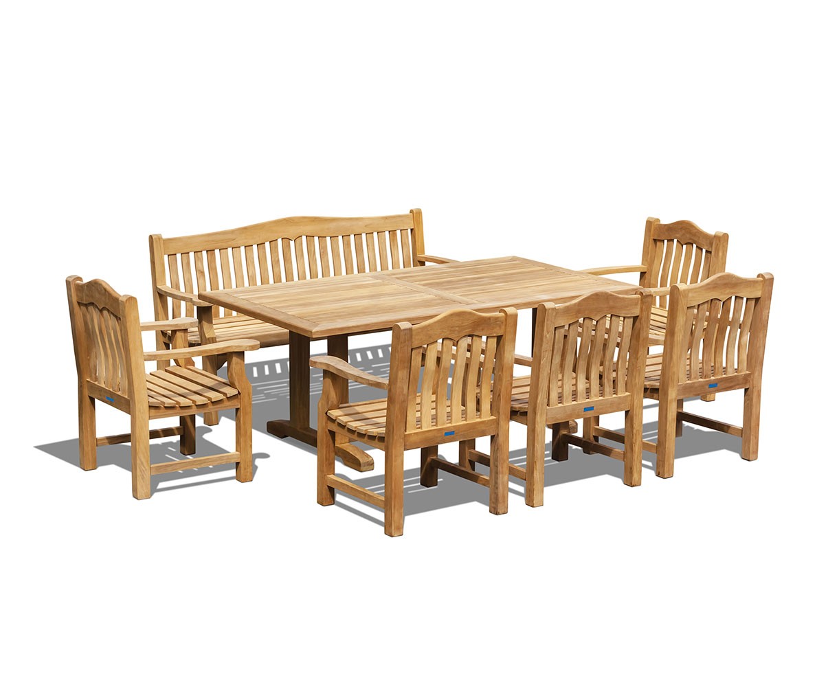 Cadogan Dining Table Set with Rose Garden 4 Seater Bench and Rose Garden Armchairs