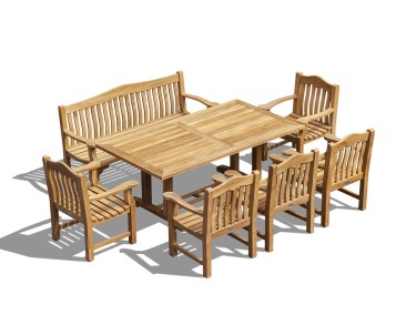 Cadogan Dining Table Set with Rose Garden 4 Seater Bench and Rose Garden Armchairs
