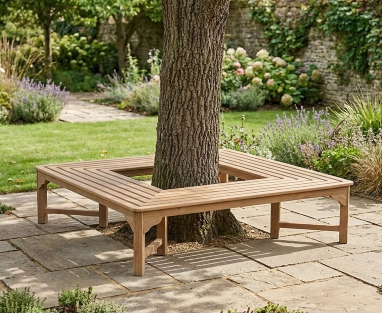 Teak Backless Square Bench Seat - 1.8m