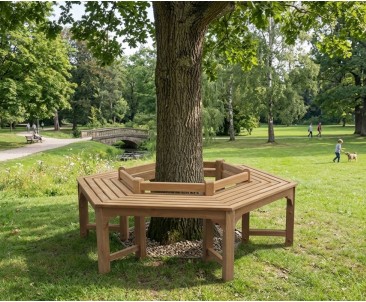 Hexagonal Teak Tree Seat- Low Back