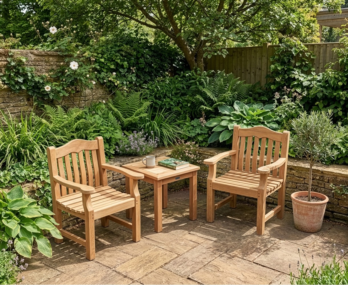 Hilgrove Side Table and Rose Garden Armchairs Set