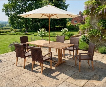 Belgrave 6 Seater Pedestal Table 1.8m and St. Tropez Stacking Chairs