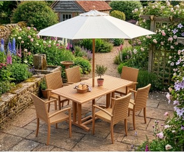 Belgrave 6 Seater Pedestal Table 1.8m and St. Tropez Stacking Chairs