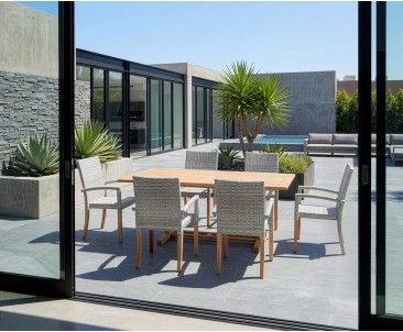 Belgrave 6 Seater Pedestal Table 1.8m and St. Tropez Stacking Chairs