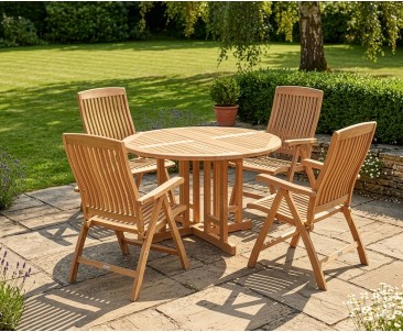 Berrington Round Gateleg 1.2m Table with 4 Bali Recliners