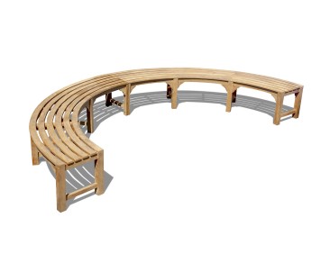 Teak Backless Curved Tree Bench - 348cm