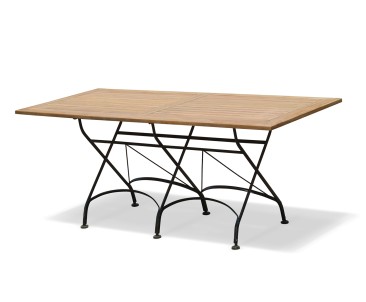 Bistro Rectangular 1.8m Table with 8 Armchairs, Folding Bistro Set, Black